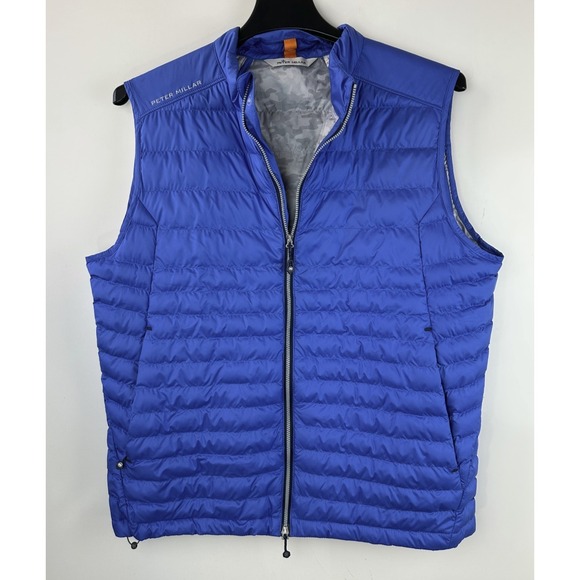 Peter Millar Hyperlight Quilted Puffer Vest Mens Large Blue Full Zip Crown Sport - Picture 13 of 13